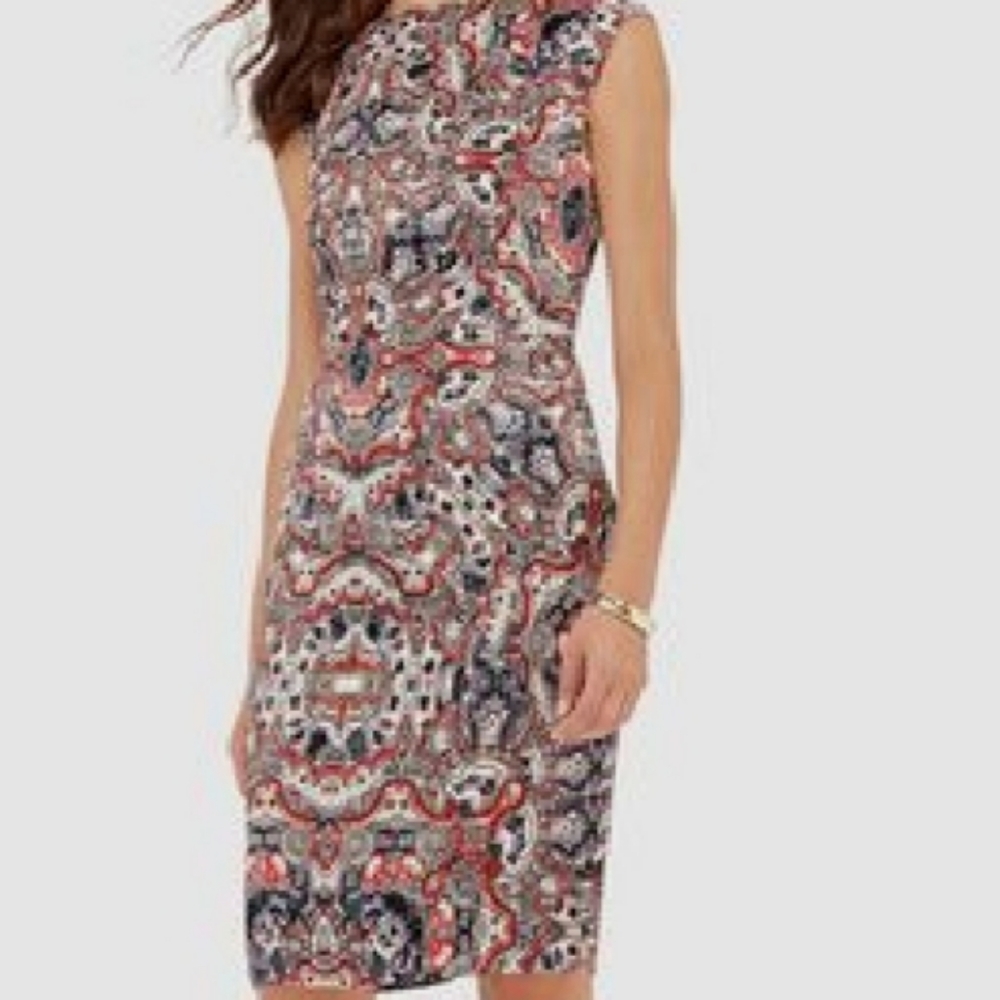 NWT Limited Printed V-Neck Sheath Dress Size 4P